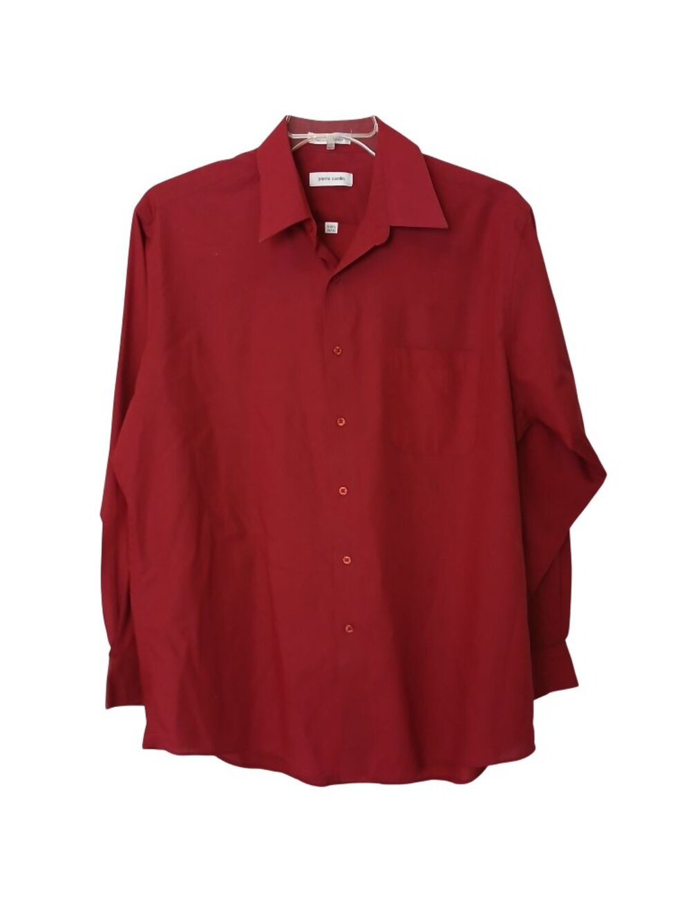 Pierre Cardin Mens Red LS Button Shirt Sz 16-16.5 34/35 Polyester/Cotton #D-36